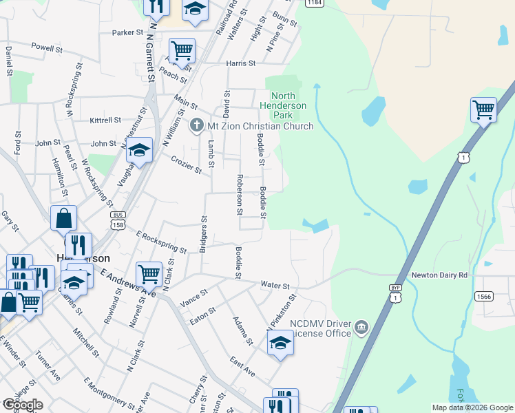 map of restaurants, bars, coffee shops, grocery stores, and more near 958 Hicks Street in Henderson