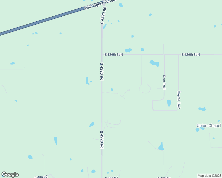 map of restaurants, bars, coffee shops, grocery stores, and more near 19055 East Timber Trail in Claremore