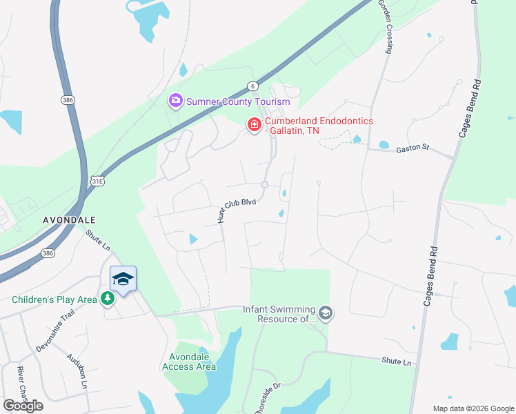 map of restaurants, bars, coffee shops, grocery stores, and more near 1547 Hunt Club Boulevard in Gallatin