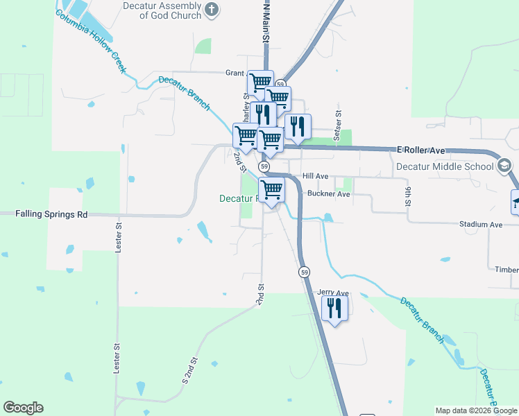 map of restaurants, bars, coffee shops, grocery stores, and more near 409 2nd St in Decatur