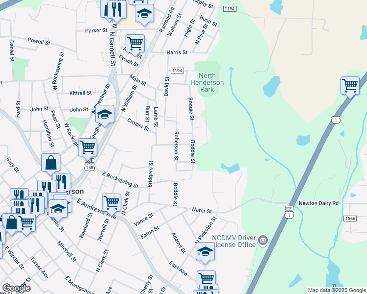 map of restaurants, bars, coffee shops, grocery stores, and more near 1063 Hughes Street in Henderson