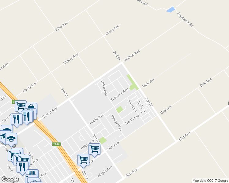map of restaurants, bars, coffee shops, grocery stores, and more near 233 Bianco Way in Greenfield