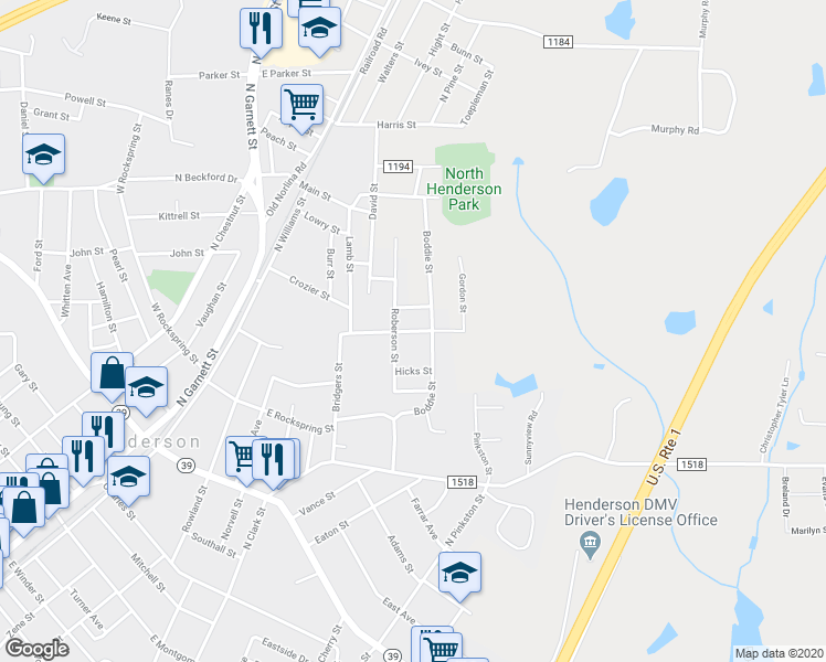map of restaurants, bars, coffee shops, grocery stores, and more near 1063 Hughes Street in Henderson