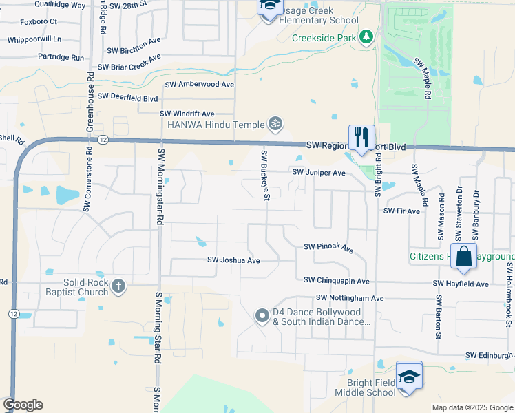 map of restaurants, bars, coffee shops, grocery stores, and more near 2706 Southwest Arbor Road in Bentonville