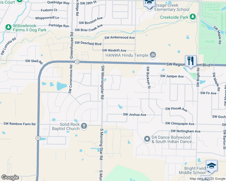 map of restaurants, bars, coffee shops, grocery stores, and more near 3105 Southwest Homeplace Avenue in Bentonville