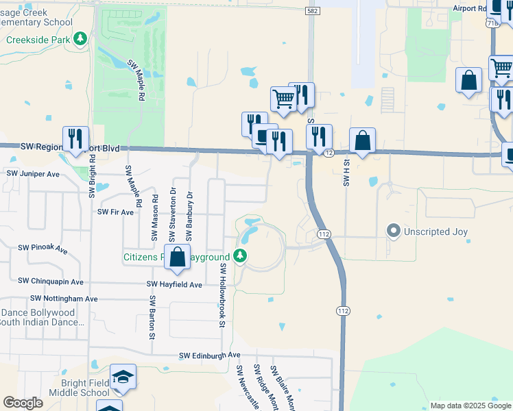 map of restaurants, bars, coffee shops, grocery stores, and more near 1203 Southwest Willowbend Avenue in Bentonville