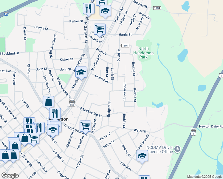 map of restaurants, bars, coffee shops, grocery stores, and more near 725 Lamb Street in Henderson