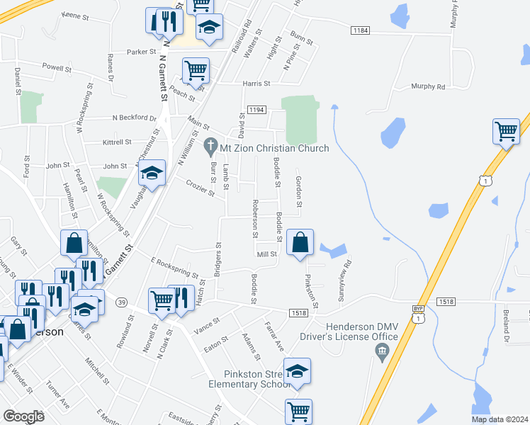 map of restaurants, bars, coffee shops, grocery stores, and more near 987 Hughes Street in Henderson