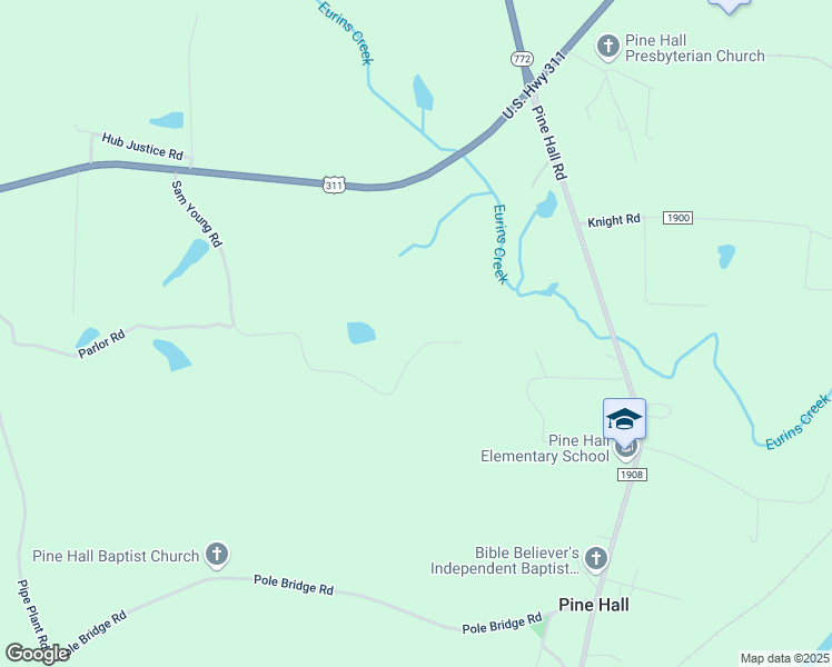 map of restaurants, bars, coffee shops, grocery stores, and more near Sam Young Road in Pine Hall