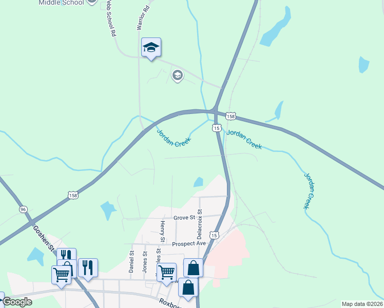 map of restaurants, bars, coffee shops, grocery stores, and more near 200 West Westbury Drive in Oxford