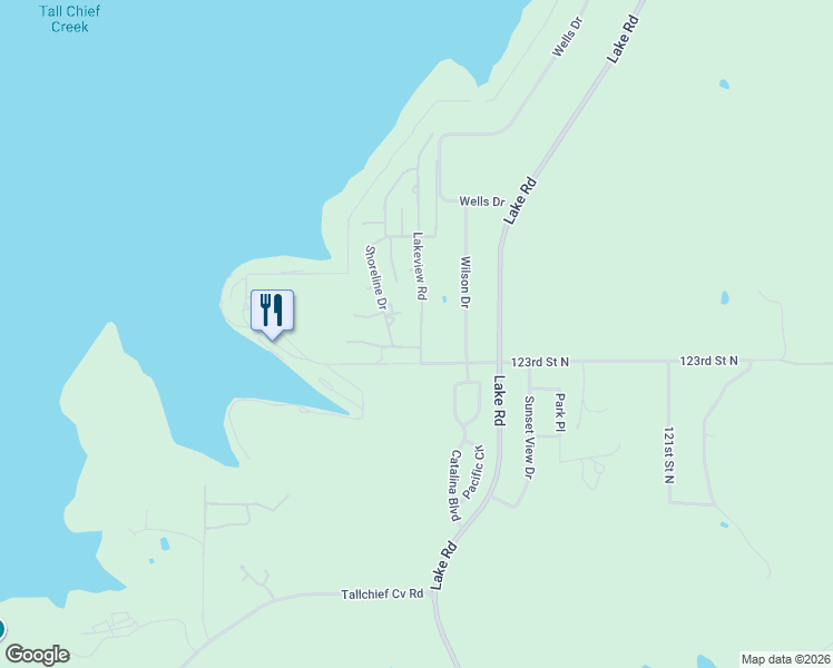 map of restaurants, bars, coffee shops, grocery stores, and more near 12344 Lakeview Road in Sperry