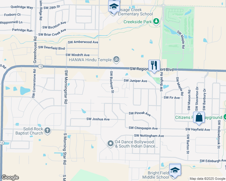 map of restaurants, bars, coffee shops, grocery stores, and more near 2706 Southwest Arbor Road in Bentonville