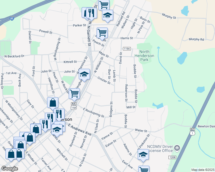 map of restaurants, bars, coffee shops, grocery stores, and more near 725 Lamb Street in Henderson
