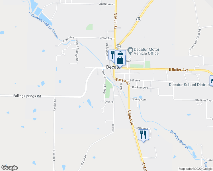 map of restaurants, bars, coffee shops, grocery stores, and more near 408 Pool Street in Decatur