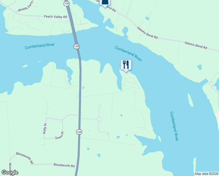 map of restaurants, bars, coffee shops, grocery stores, and more near 275 Cherokee Dock Road in Lebanon