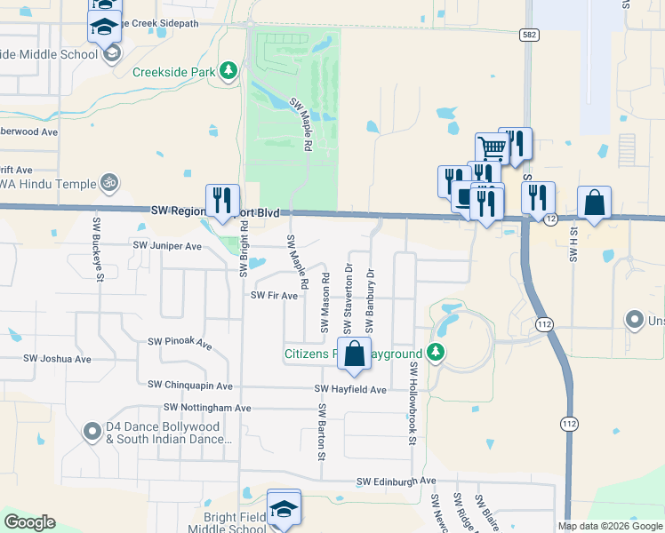 map of restaurants, bars, coffee shops, grocery stores, and more near 3800 Southwest Staverton Drive in Bentonville