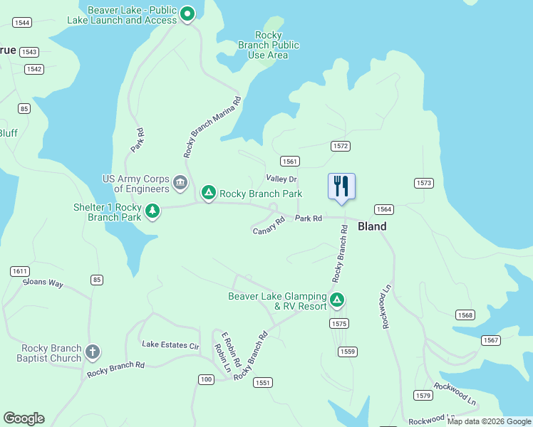map of restaurants, bars, coffee shops, grocery stores, and more near 20370 Park Road in Little Flock
