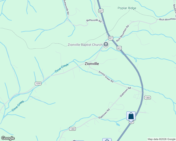 map of restaurants, bars, coffee shops, grocery stores, and more near 569 Emory Greer Road in Zionville