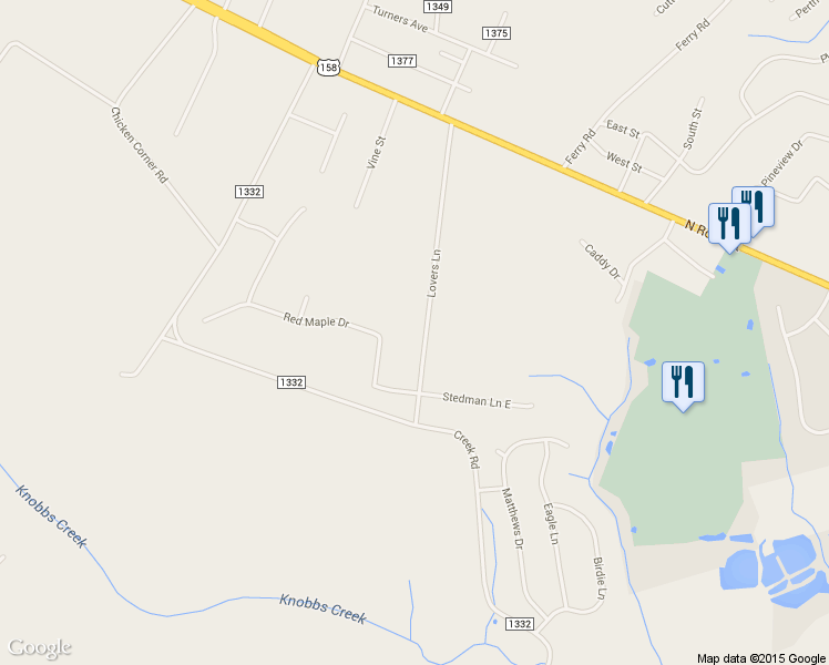 map of restaurants, bars, coffee shops, grocery stores, and more near 144 Lovers Lane in Elizabeth City