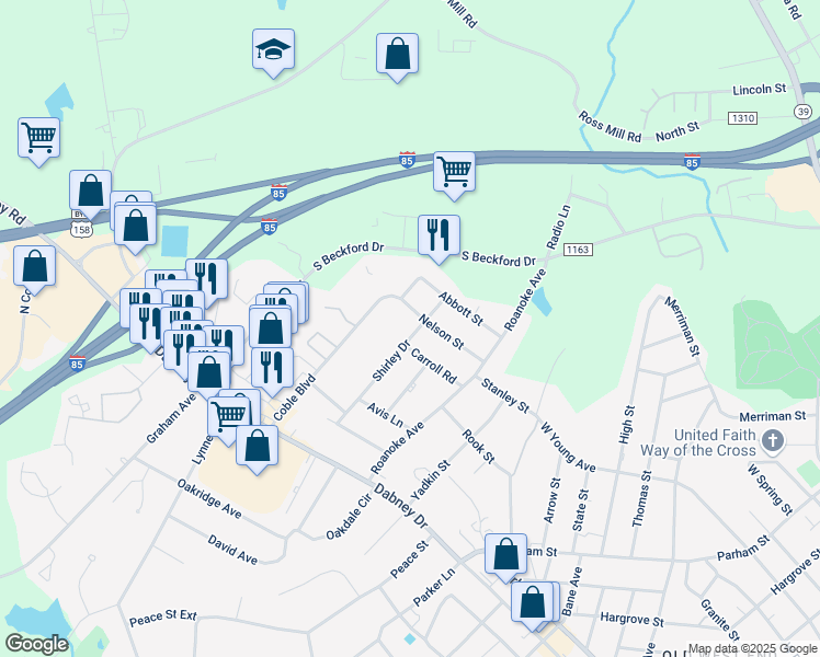 map of restaurants, bars, coffee shops, grocery stores, and more near 818 Shirley Drive in Henderson
