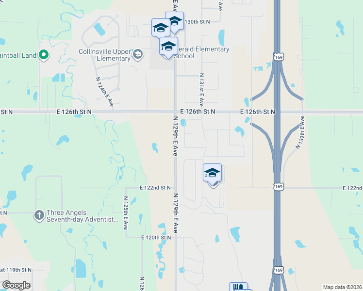map of restaurants, bars, coffee shops, grocery stores, and more near 12201-12599 North 129th East Avenue in Collinsville