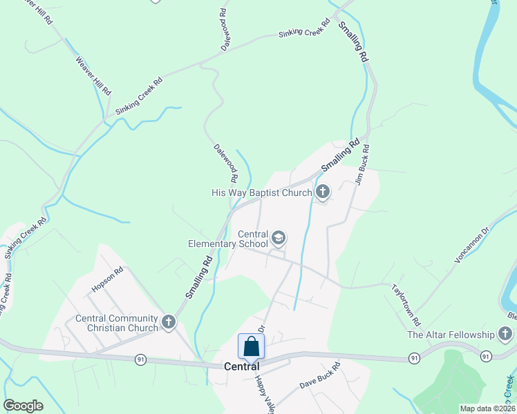 map of restaurants, bars, coffee shops, grocery stores, and more near 127 Carson Drive in Johnson City