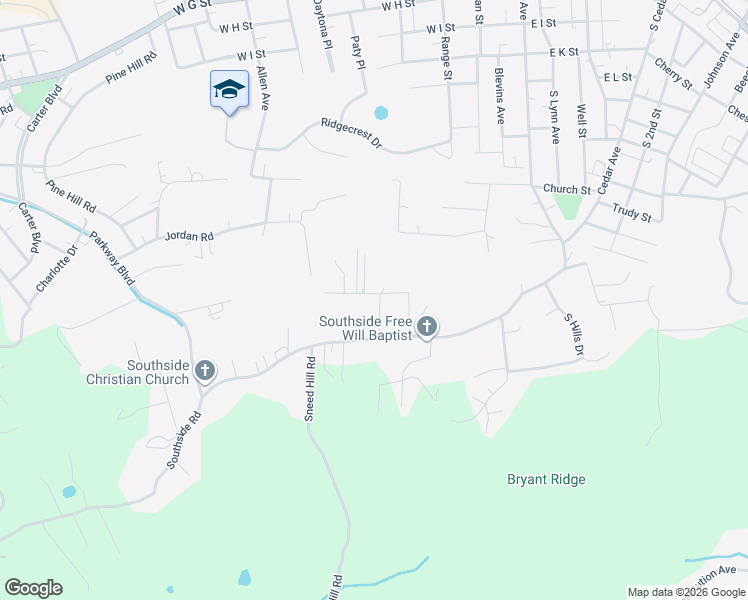 map of restaurants, bars, coffee shops, grocery stores, and more near 122 White Road in Elizabethton