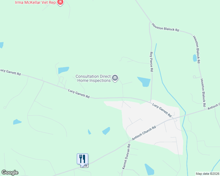 map of restaurants, bars, coffee shops, grocery stores, and more near 105 Glendale Lane in Roxboro