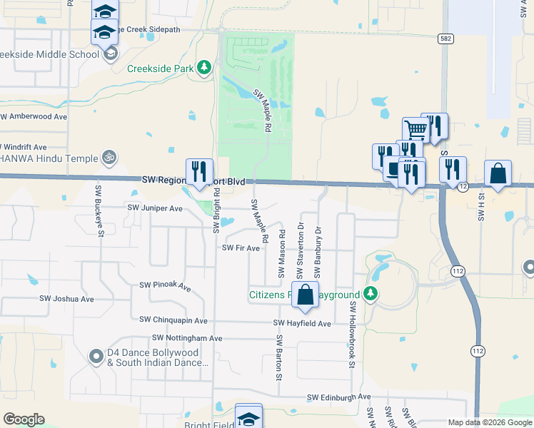 map of restaurants, bars, coffee shops, grocery stores, and more near 1811 Southwest Pine Avenue in Bentonville