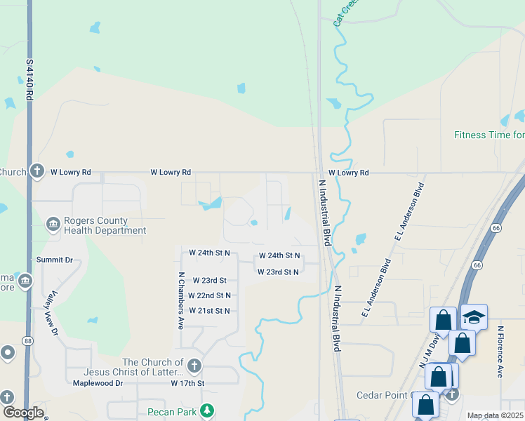 map of restaurants, bars, coffee shops, grocery stores, and more near 800 Stirrup Street in Claremore