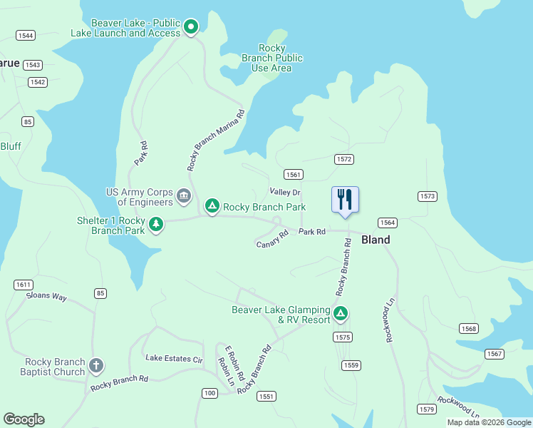 map of restaurants, bars, coffee shops, grocery stores, and more near 20370 Park Road in Little Flock