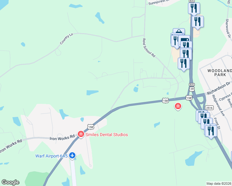 map of restaurants, bars, coffee shops, grocery stores, and more near 2924 Swallow Road in Reidsville