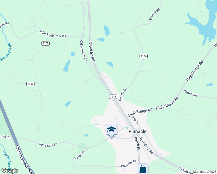 map of restaurants, bars, coffee shops, grocery stores, and more near 3008 North Old 52 Road in Pinnacle