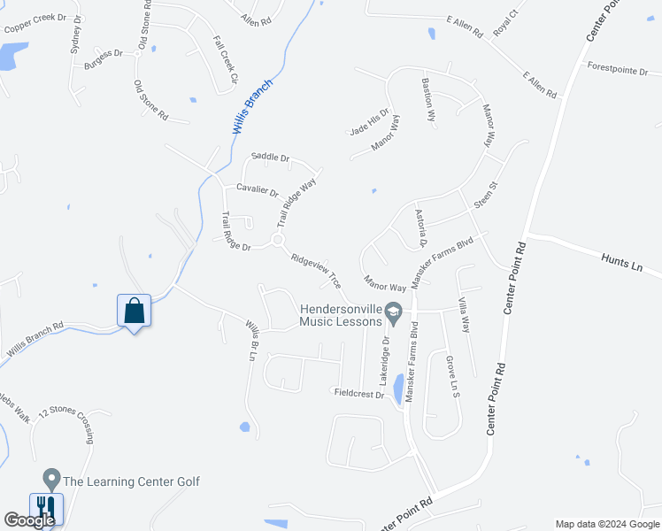 map of restaurants, bars, coffee shops, grocery stores, and more near 100 Woodhaven Way in Hendersonville