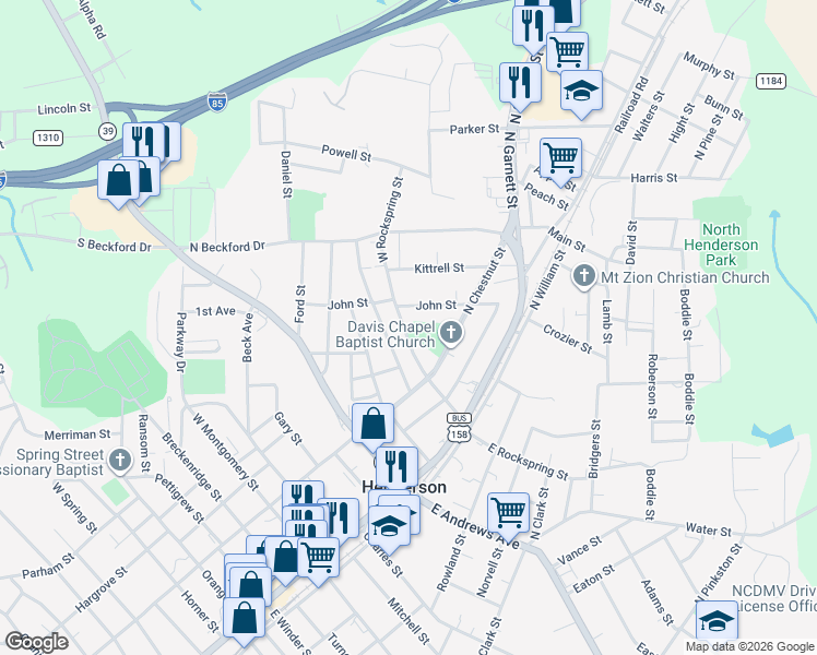 map of restaurants, bars, coffee shops, grocery stores, and more near 372 West Rockspring Street in Henderson
