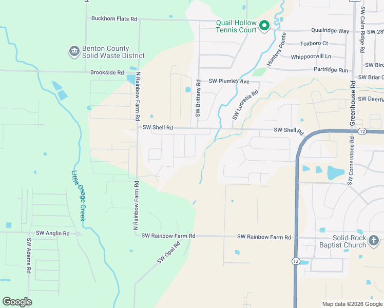 map of restaurants, bars, coffee shops, grocery stores, and more near 3804 Southwest Kestrel Drive in Bentonville