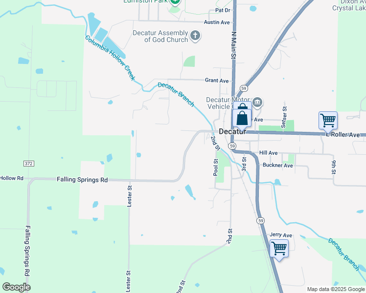 map of restaurants, bars, coffee shops, grocery stores, and more near 436 Falling Springs Road in Decatur