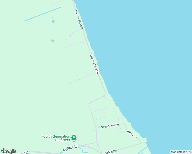 map of restaurants, bars, coffee shops, grocery stores, and more near 322 Narrow Shore Road in Aydlett