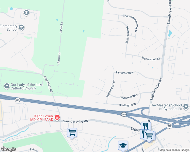 map of restaurants, bars, coffee shops, grocery stores, and more near 115 Laurens Way North in Hendersonville