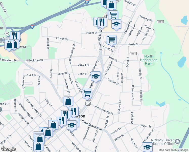map of restaurants, bars, coffee shops, grocery stores, and more near in Henderson