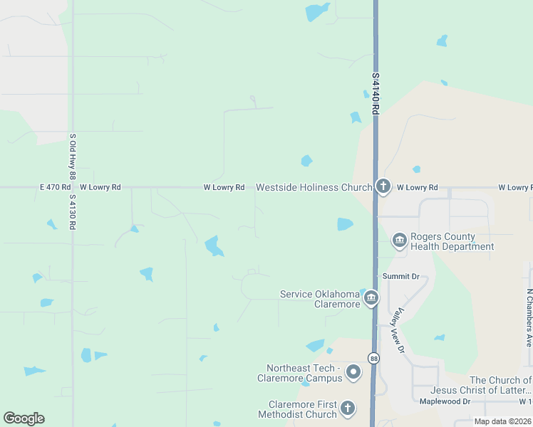 map of restaurants, bars, coffee shops, grocery stores, and more near 2325 West Lowry Road in Claremore