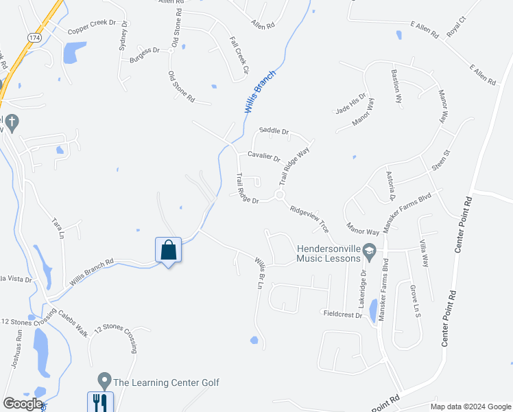 map of restaurants, bars, coffee shops, grocery stores, and more near 111 Trail Ridge Drive in Hendersonville
