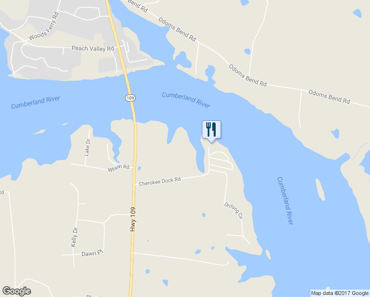 map of restaurants, bars, coffee shops, grocery stores, and more near 255 Cherokee Dock Road in Lebanon