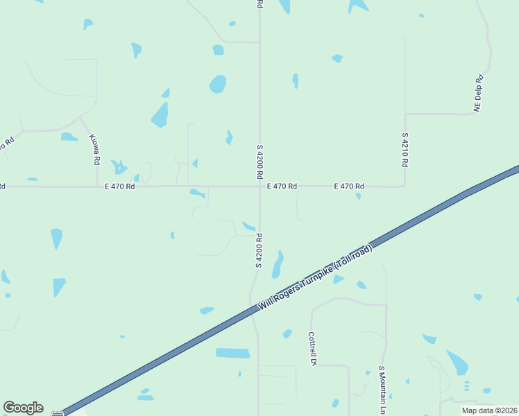 map of restaurants, bars, coffee shops, grocery stores, and more near South 4200 Road in Claremore