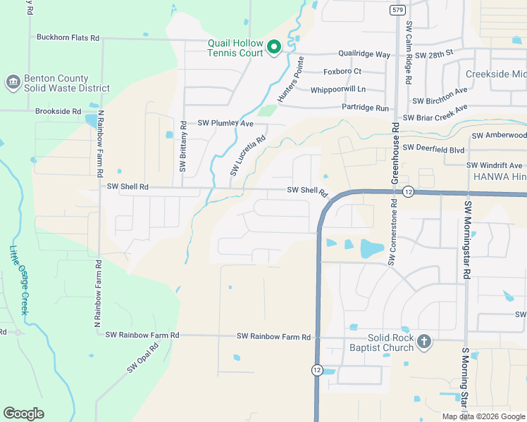 map of restaurants, bars, coffee shops, grocery stores, and more near 4402 Southwest Acres Avenue in Bentonville