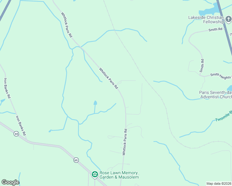 map of restaurants, bars, coffee shops, grocery stores, and more near 955 Whitlock Paris Road in Paris