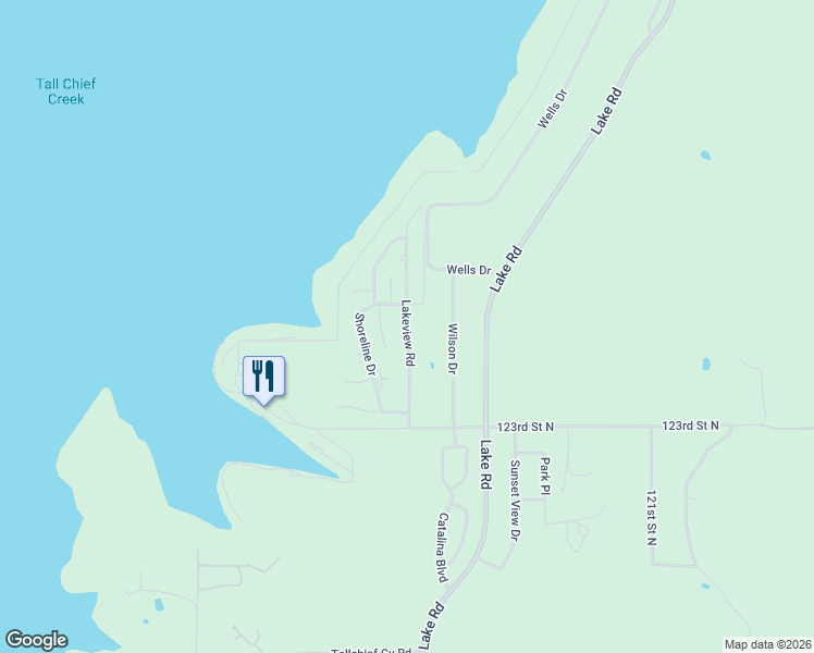 map of restaurants, bars, coffee shops, grocery stores, and more near 12490 Lakeview Road in Sperry