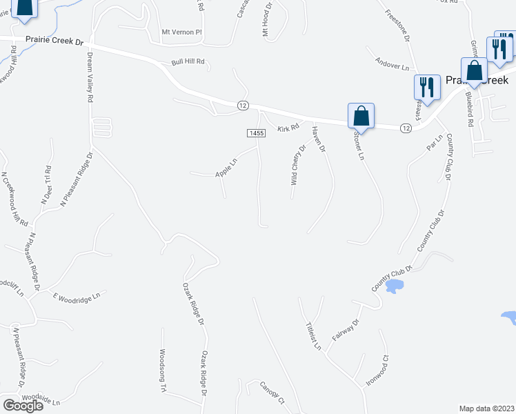 map of restaurants, bars, coffee shops, grocery stores, and more near 8701 Apple Glen in Rogers