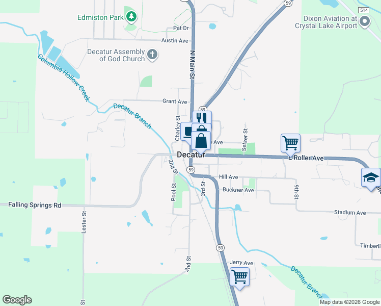 map of restaurants, bars, coffee shops, grocery stores, and more near in Decatur