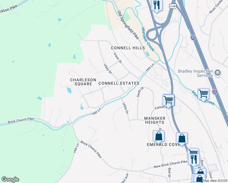 map of restaurants, bars, coffee shops, grocery stores, and more near 304 Carlton Place in Goodlettsville